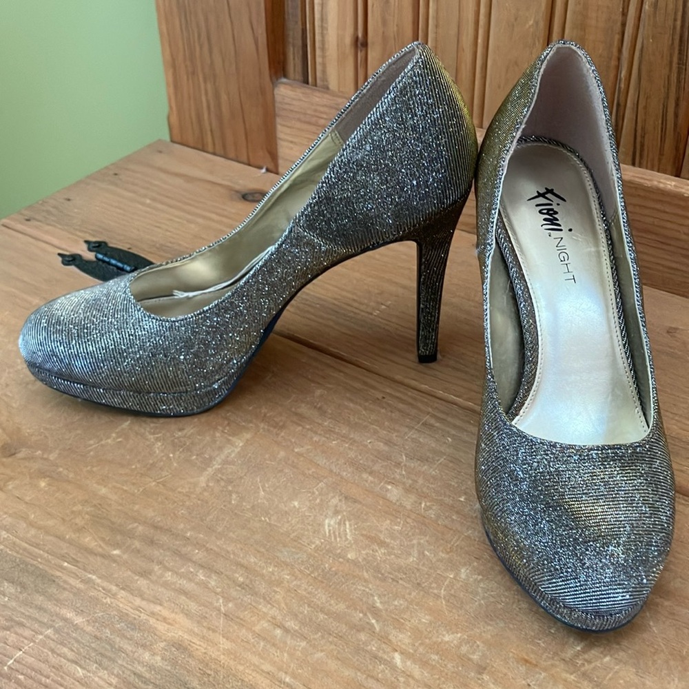 FIONI NIGHT Silver and Gold Glitter 4” Stilettos